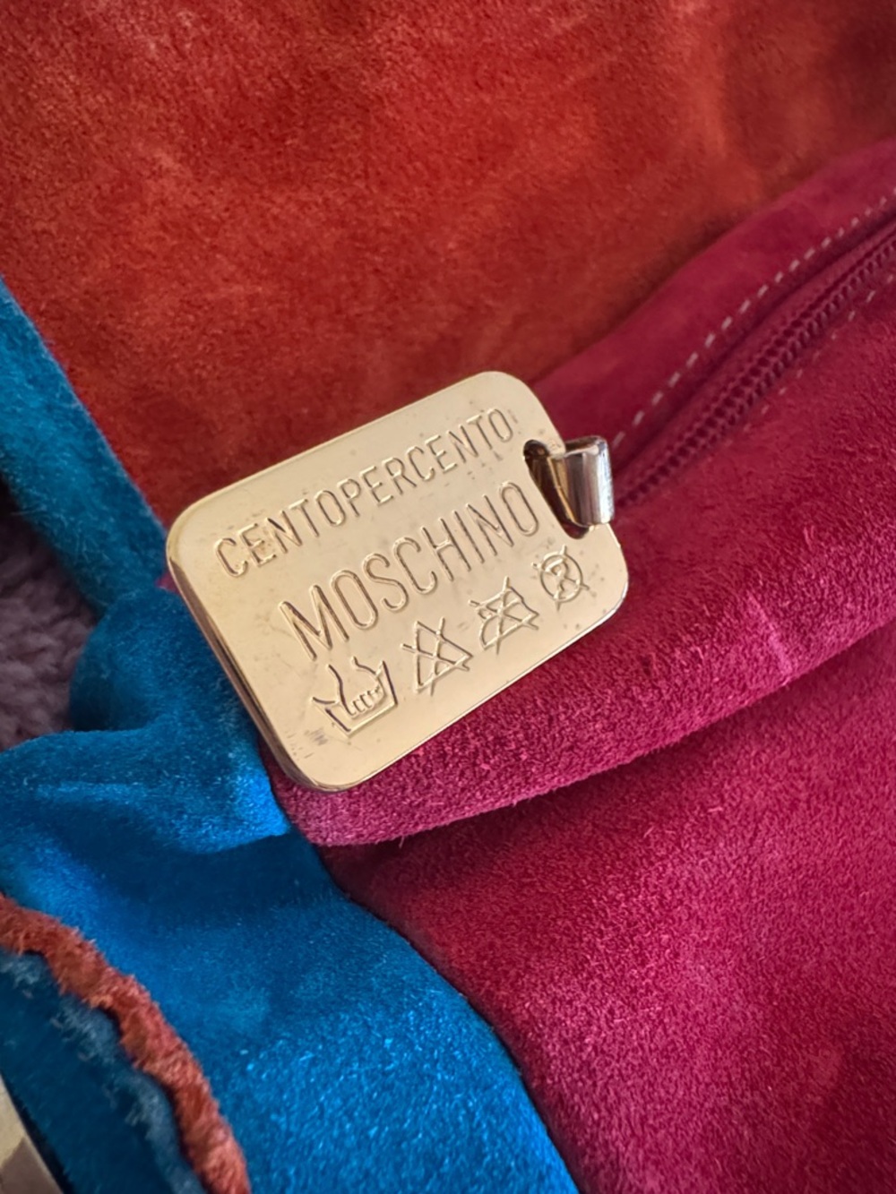 Moschino Redwall 1990s Rainbow Suede Leather Tassle Fringe Crossbody Bag - Picture 9 of 14